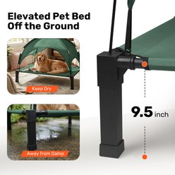 Heeyoo Outdoor Elevated Dog Bed with Removable Canopy, Green, 60 x 36 x 9.5-in slide 2 of 8