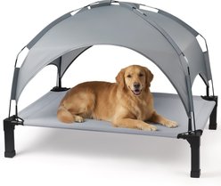 Heeyoo Outdoor Elevated Dog Bed with Removable Canopy, Grey, 51 x 36 x 9.5-in