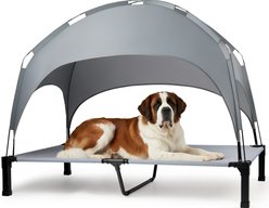 Heeyoo Outdoor Elevated Dog Bed with Removable Canopy, Grey, 60 x 36 x 9.5-in