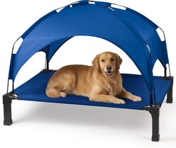 Heeyoo Outdoor Elevated Dog Bed with Removable Canopy, Blue, 51 x 36 x 9.5-in