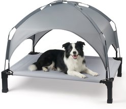 Heeyoo Outdoor Elevated Dog Bed with Removable Canopy, Grey, 42 x 31 x 8.4-in
