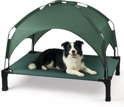 Heeyoo Outdoor Elevated Dog Bed with Removable Canopy, Green, 42 x 31 x 8.4-in slide 1 of 8