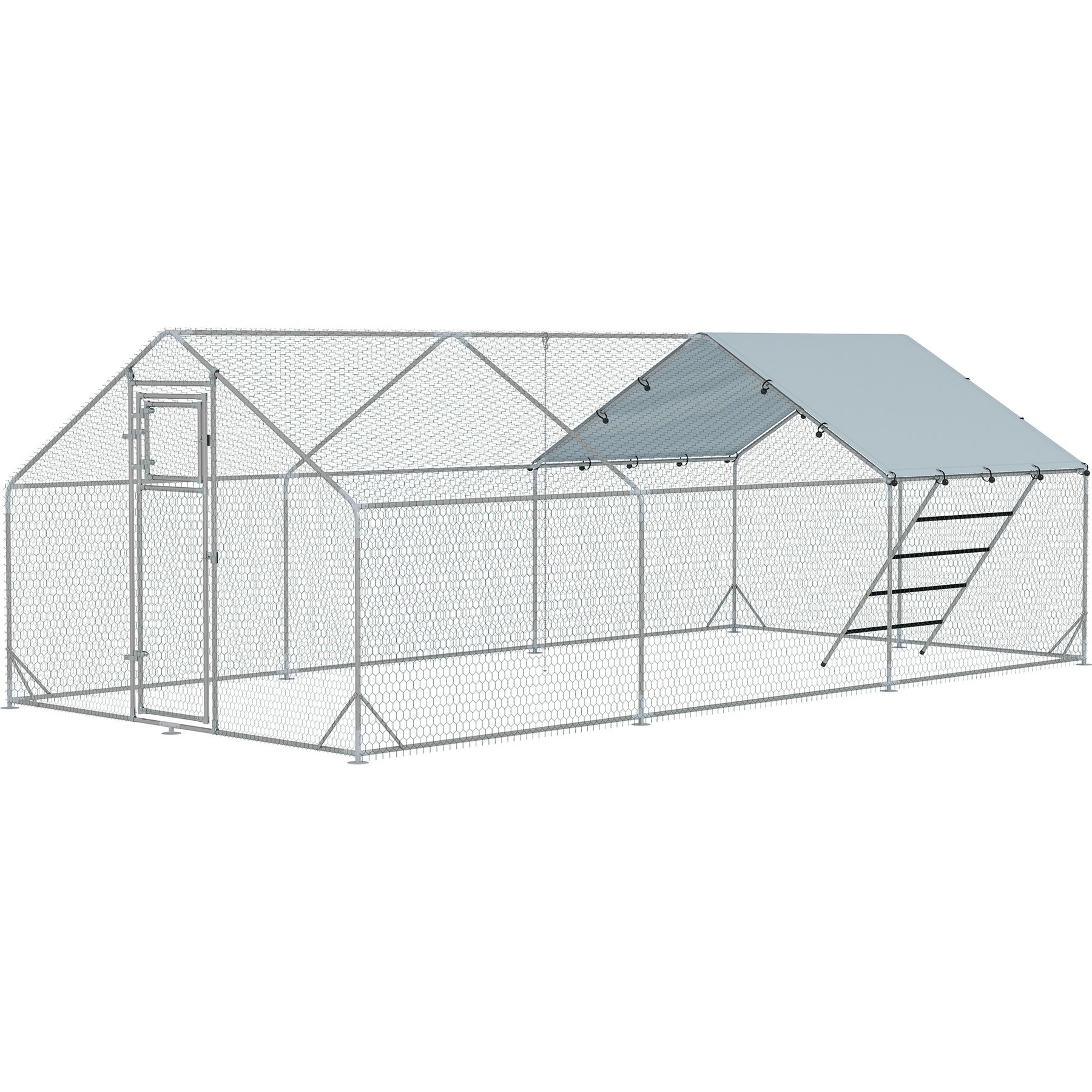 PawHut Metal Chicken Run, 18 to 24 Chicken Capacity