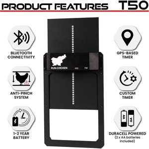 Run Chicken Classic Automatic Chicken Coop Door Opener with Timer, Onyx