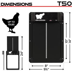 Run Chicken Classic Automatic Chicken Coop Door Opener with Timer, Onyx