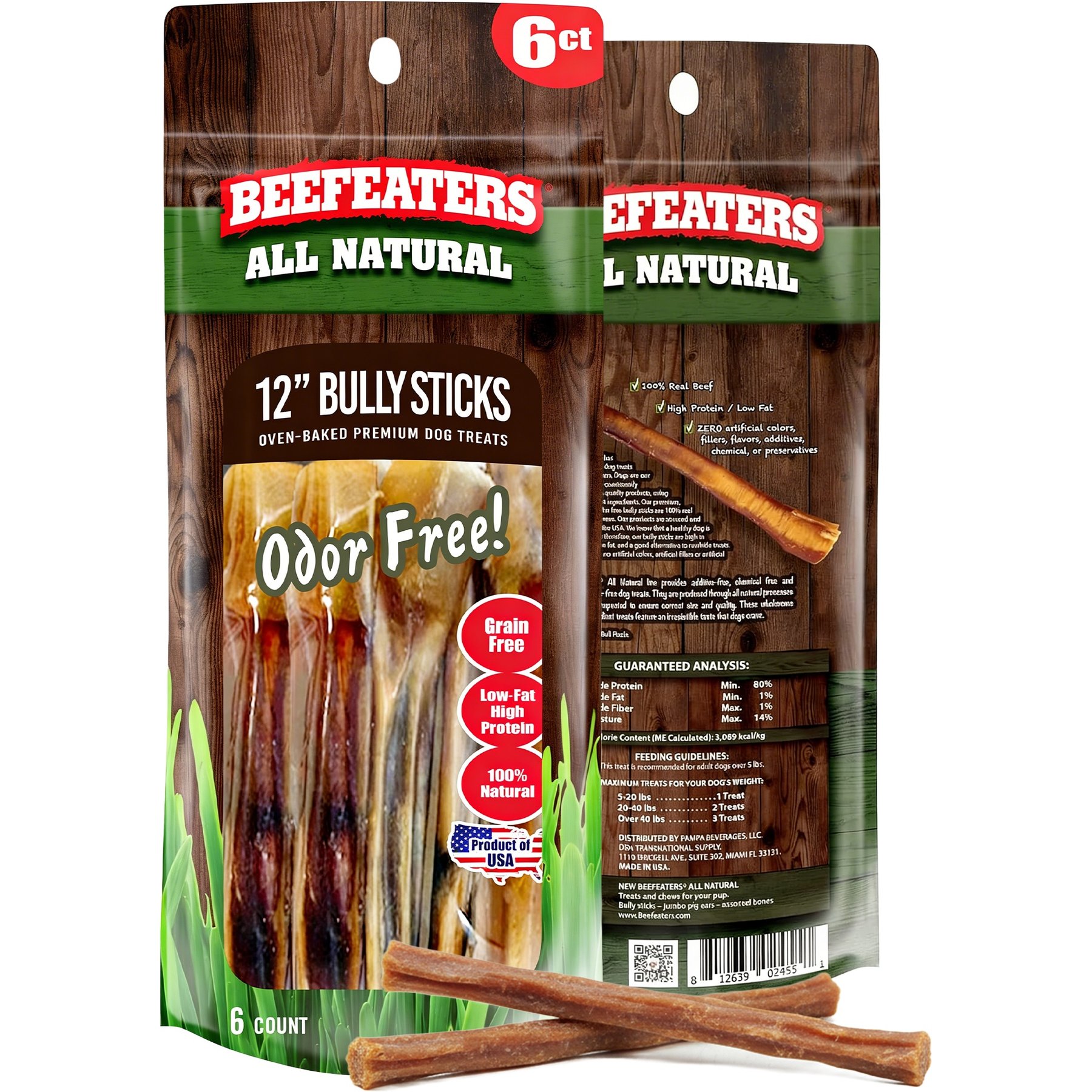 Beefeaters 12-in Dog Bully Sticks, 6 count