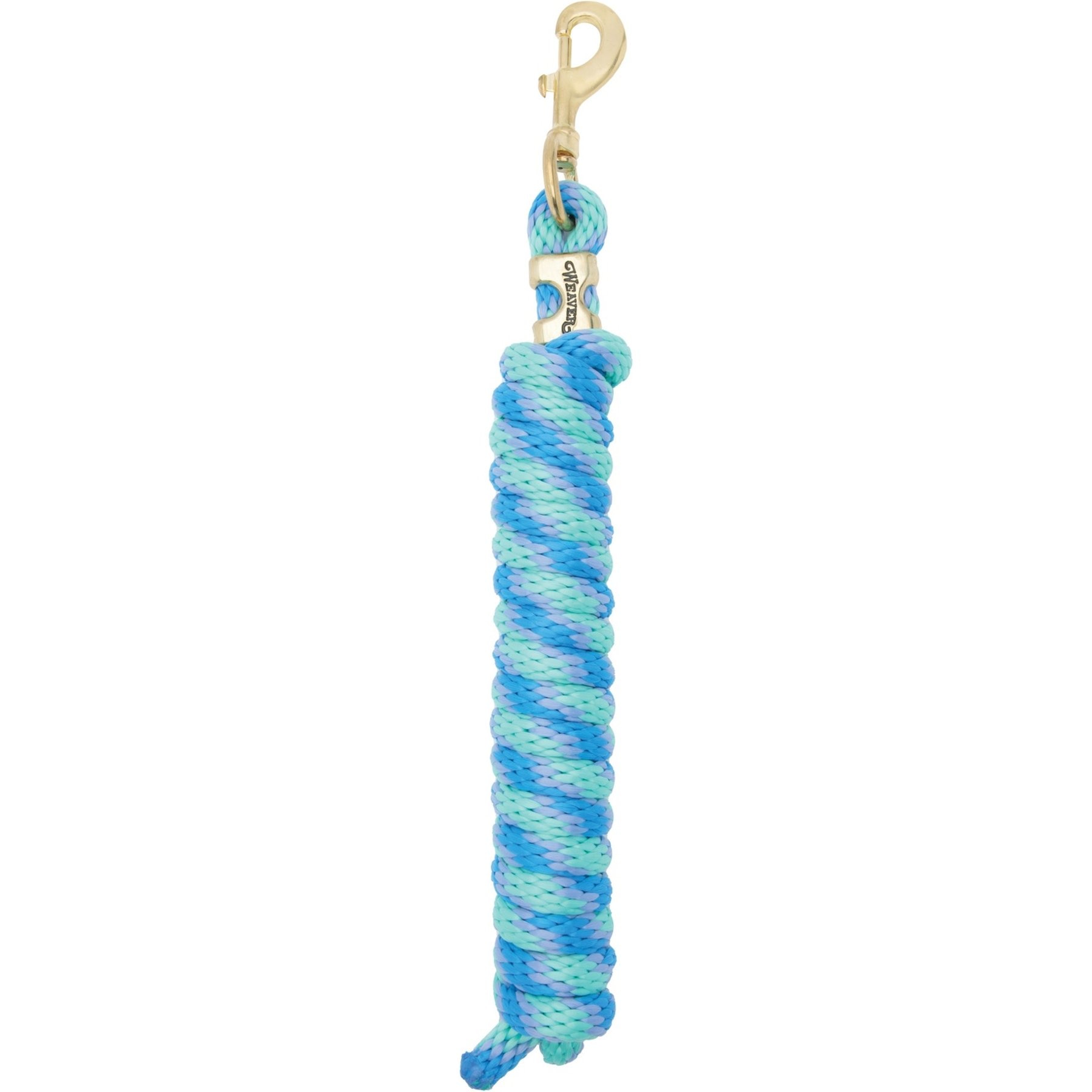 Weaver Equine Soild Brass 225 Poly Horse Lead Rope, 10-ft long, 5/8-in wide, Mint/Lavender/French Blue