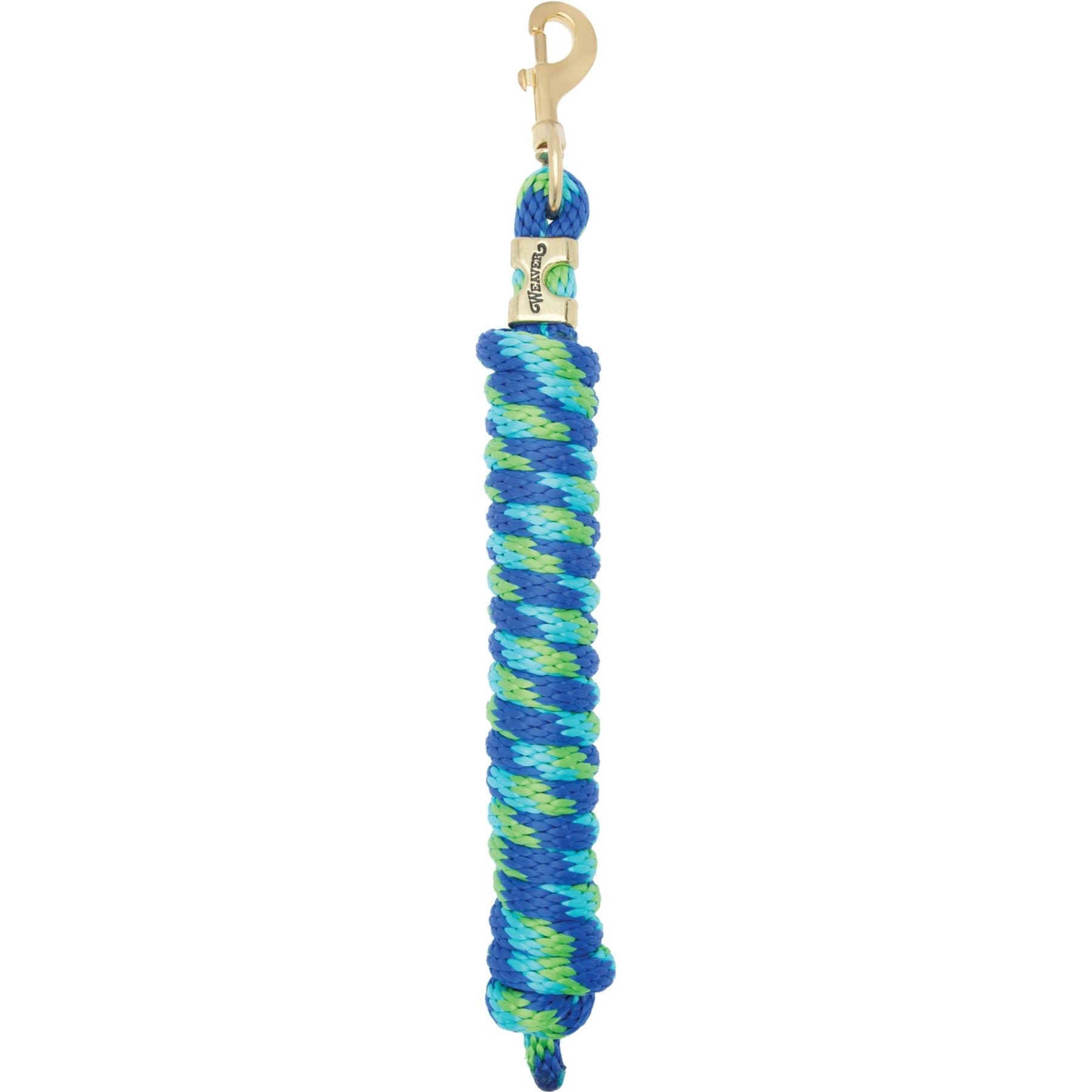 Weaver Equine Soild Brass 225 Poly Horse Lead Rope, 10-ft long, 5/8-in wide, Blue/Turquoise/Green