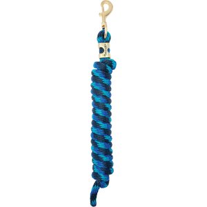 Weaver Equine Soild Brass 225 Poly Horse Lead Rope, 10-ft long, 5/8-in wide, Navy/Blue/Turquoise