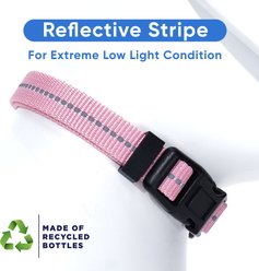 Pawtitas Recycled Reflective Dog Collar, Pink, Small: 11 to 16-in neck, 5/8-in wide slide 2 of 8