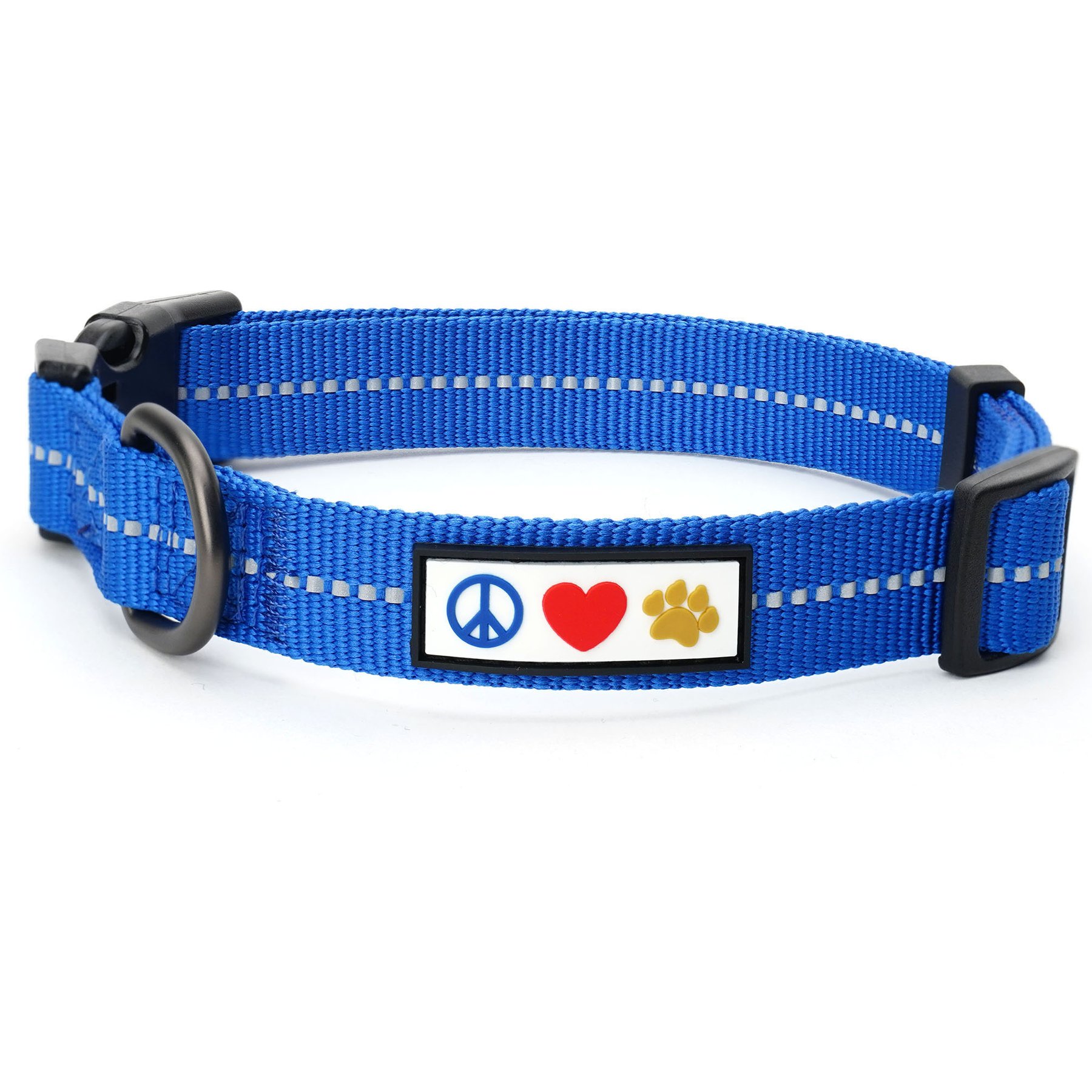 Pawtitas Recycled Reflective Dog Collar, Blue, X-Small: 8 to 12-in neck, 3/8-in wide
