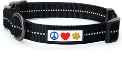Pawtitas Recycled Reflective Dog Collar, Black, Small: 11 to 16-in neck, 5/8-in wide slide 1 of 8