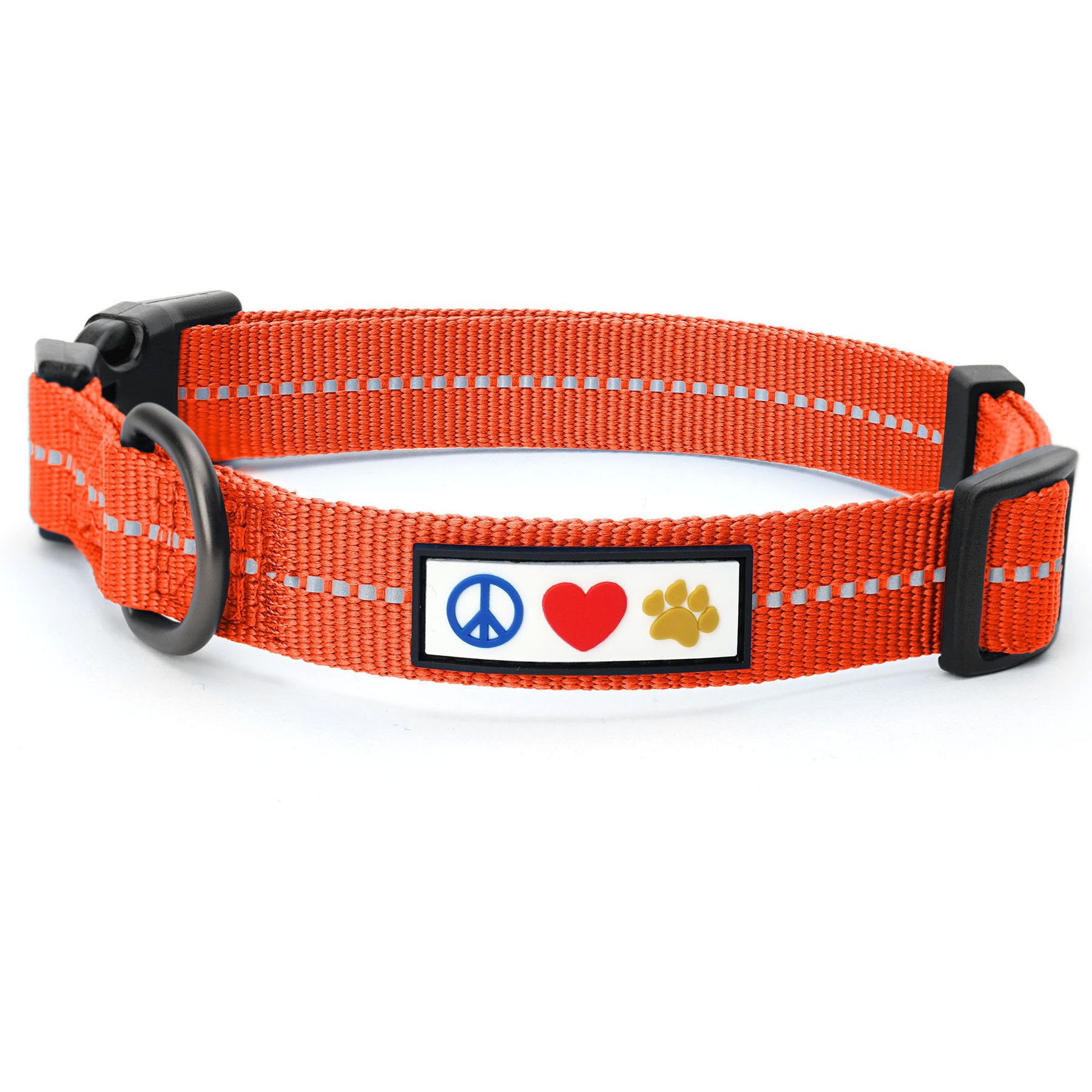 Pawtitas Recycled Reflective Dog Collar, Orange, X-Small: 8 to 12-in neck, 3/8-in wide