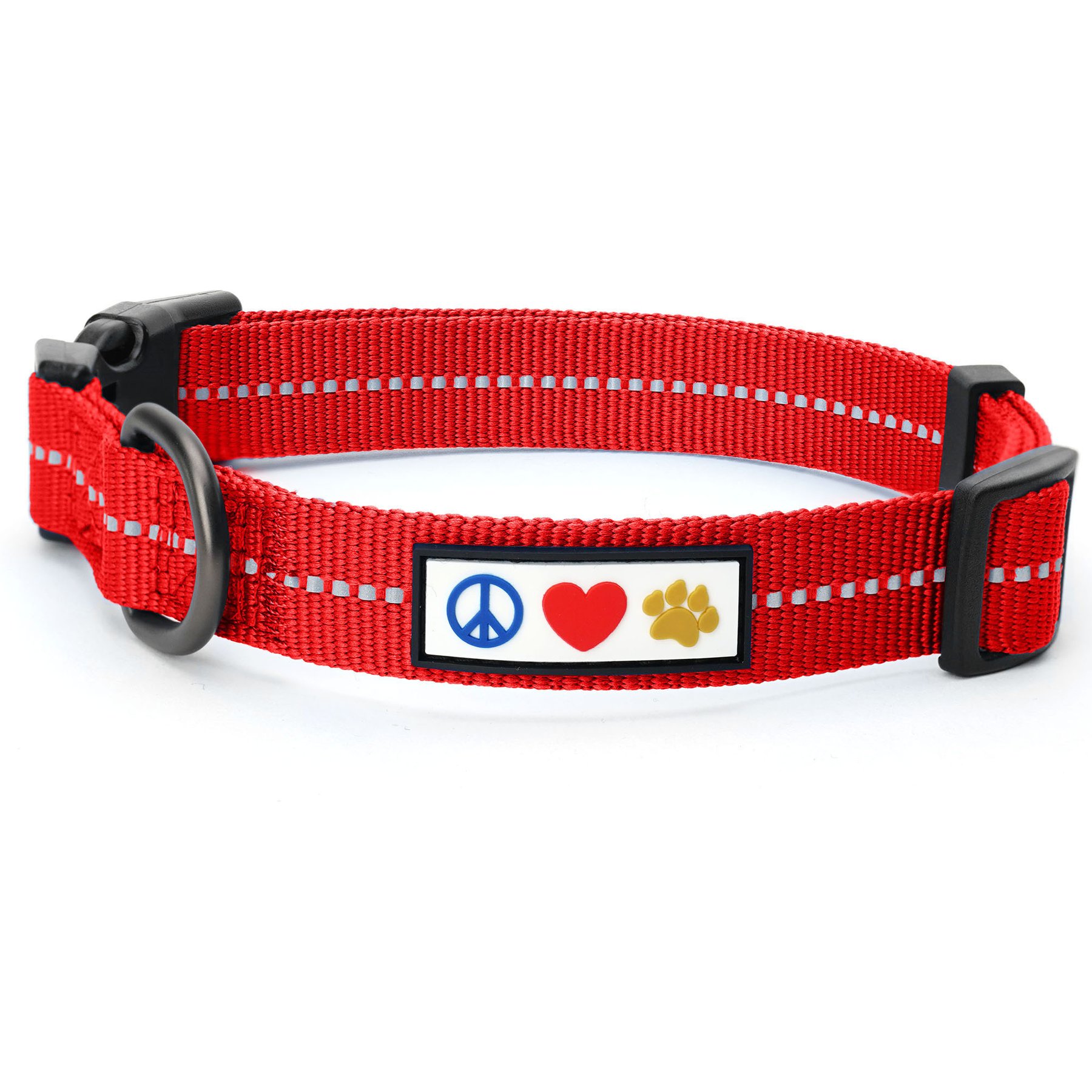 Pawtitas Recycled Reflective Dog Collar, Red, X-Small: 8 to 12-in neck, 3/8-in wide