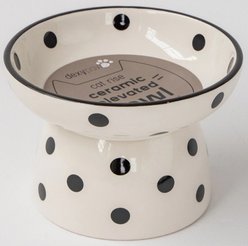 Dexypaws Polka Dots Pet Meal Feeding Ceramic Cat Elevated Bowl, White/Black, 8.7-oz slide 2 of 6