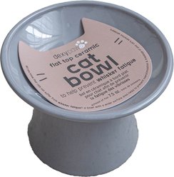 Dexypaws Flat Top Feeding Ceramic Cat Elevated Bowl, Grey, 7.5-oz