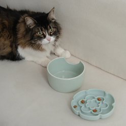 Dexypaws Flower Elevated Non-Skid Silicone Cat Bowl Slow Feeder, Pink Blush, 7.75-oz slide 2 of 7