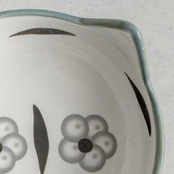 Dexypaws Floral White & Black Feeding Ceramic Cat Elevated Bowl, White, 7-oz slide 2 of 6