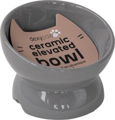 Dexypaws Feeding Dish Ceramic Cat Elevated Bowl, 7-oz, Grey