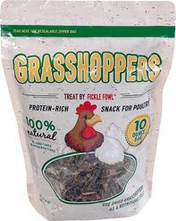 Fickle Fowl High Protein Dried Grasshoppers Chicken Treats, 10-oz bag