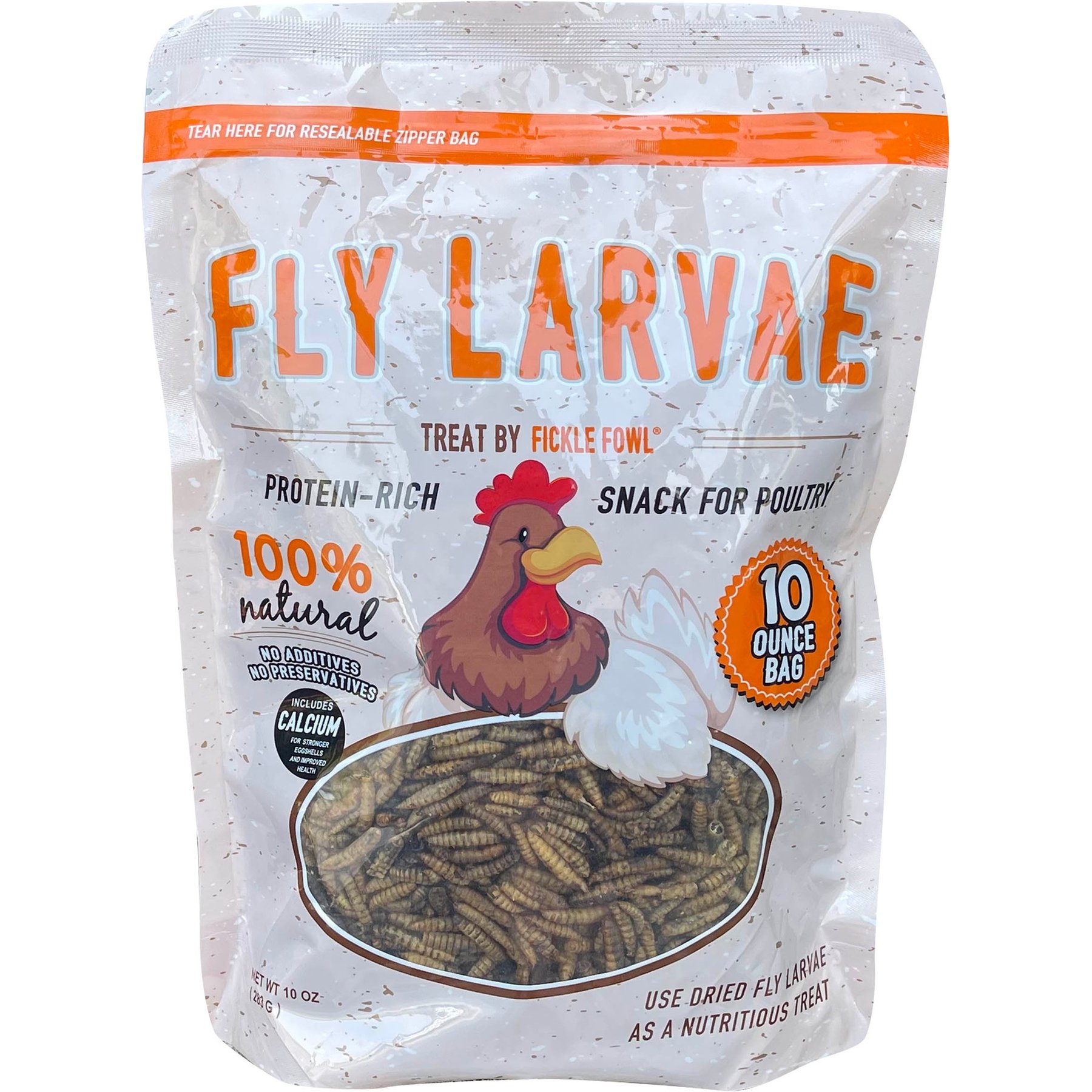 Fickle Fowl Bag Fly Larvae Farm Treat, 10-oz bag