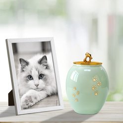 FUTAM Ceramic Dog & Cat Memorial Urn, Green slide 2 of 7