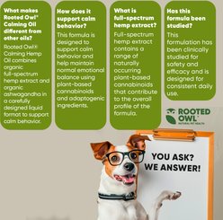Rooted Owl Full Spectrum Hemp Extract Oil Calming Supplement for Dogs, 30-mL slide 2 of 7
