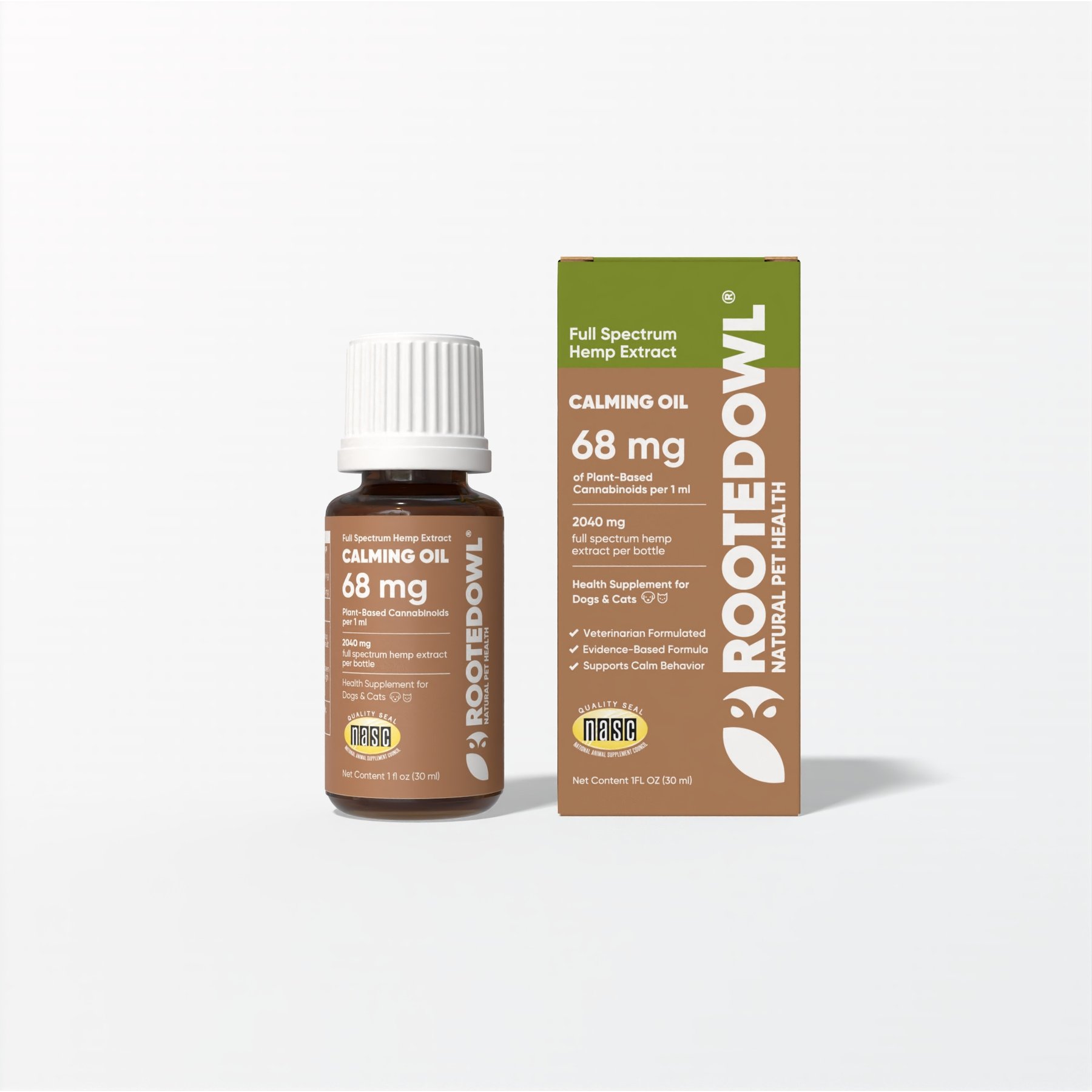 Rooted Owl Full Spectrum Hemp Extract Oil Calming Supplement for Dogs, 30-mL