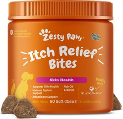 Zesty Paws Itch Relief Bites Chicken Flavored Soft Chews Immune Supplement for Dogs, 90 count
