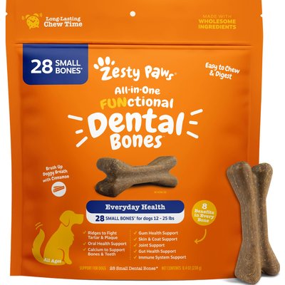 Zesty Paws Zesty Paws All-in-One FUNctional Dental Bones Dental Chews for Small Dogs, 28 count