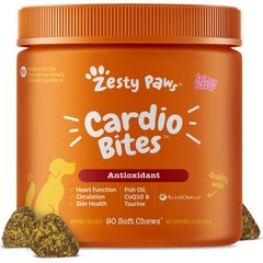 Zesty Paws Cardio Bites Salmon Flavored Soft Chews Heart Supplement for Dogs, 90 count
