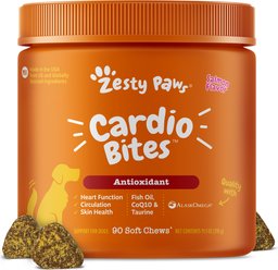 Zesty Paws Cardio Bites Salmon Flavored Soft Chews Heart Supplement for Dogs, 90 count