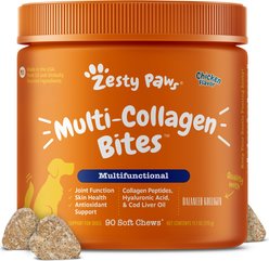 Zesty Paws Multi-Collagen Bites Chicken Flavored Soft Chews Multivitamin for Dogs, 90 count