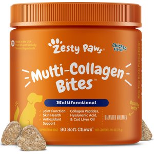 Zesty Paws Multi-Collagen Bites Chicken Flavored Soft Chews Multivitamin for Dogs, 90 count