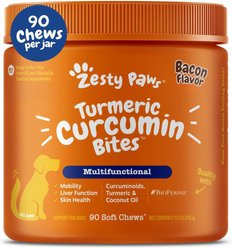 Zesty Paws Turmeric Curcumin Bites Bacon Flavored Soft Chews Multivitamin for Dogs, 90 count