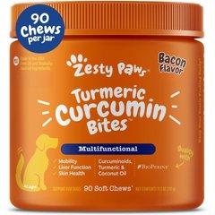 Zesty Paws Turmeric Curcumin Bites Bacon Flavored Soft Chews Multivitamin for Dogs, 90 count