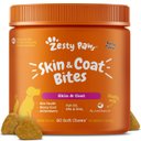 Zesty Paws Skin & Coat Bites Bacon Flavored Soft Chews Omega 3 Fish Oil Supplement for Dogs, 90 count