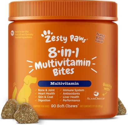 Zesty Paws 8-in-1 Bites Chicken Flavored Soft Chews Multivitamin for Dogs, 250 count