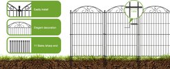 MALOROY 10 Panel Rustproof Metal Outdoor Dog & Cat Garden Fence with Gate, Black, 35.4 x 23.6-in slide 2 of 9