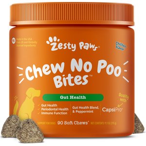 Zesty Paws Chew No Poo Chicken Flavored Soft Chews Coprophagia Stool Eating Deterrent Digestive Supplement for Dogs, 90 count