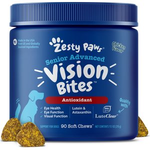 Zesty Paws Advanced Vision Bites Chicken Flavored Soft Chews Vision Supplement for Senior Dogs, 90 count