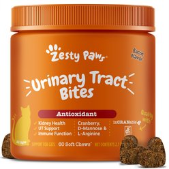 Zesty Paws Cranberry Bladder Bites Bacon Flavored Soft Chews Urinary Supplement for Cats, 60 count