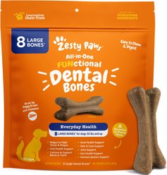 Zesty Paws All-in-One FUNctional Dental Bones Dental Chews for Large Dogs, 8 count