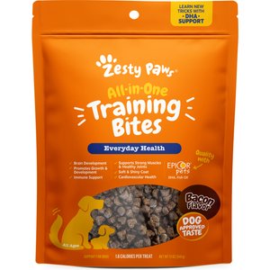 Zesty Paws All-in-One Bacon Flavored Soft & Chewy Training Bites Multivitamin Dog Treats, 12-oz bag