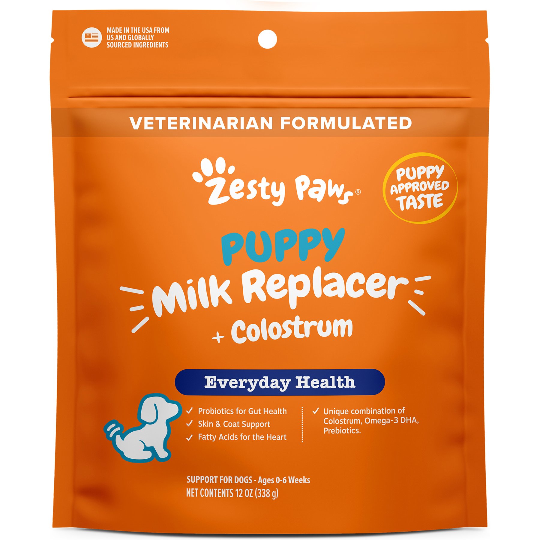 Zesty Paws Milk Replacement Supplement Powder for Puppies & Senior Dogs, 12-oz bag