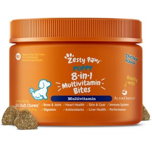 Zesty Paws Puppy 8-in-1 Chicken Flavor Soft Chews Multivitamin Supplement for Dogs, 90 count