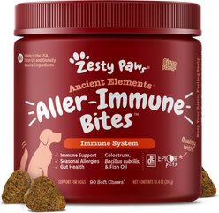 Zesty Paws Ancient Elements Aller-Immune Bites Bison Flavored Soft Chews Allergy & Immune Supplement for Dogs, 90 count