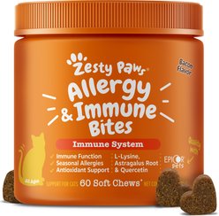 Zesty Paws Aller-Immune Bites Bacon Flavored Lysine Supplement for Cats, 60 count