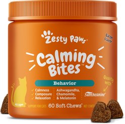 Zesty Paws Calming Bites Bacon Flavored Soft Chews Melatonin Supplement for Cats, 60 count