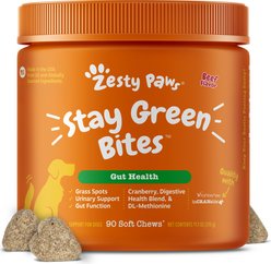 Zesty Paws Stay Green Bites Beef Flavored Soft Chews Grass Protection Urine Neutralizer & Digestive Supplement for Dogs, 90 count